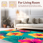 Vibrant Hibiscus Tropical Leaf Design Rug