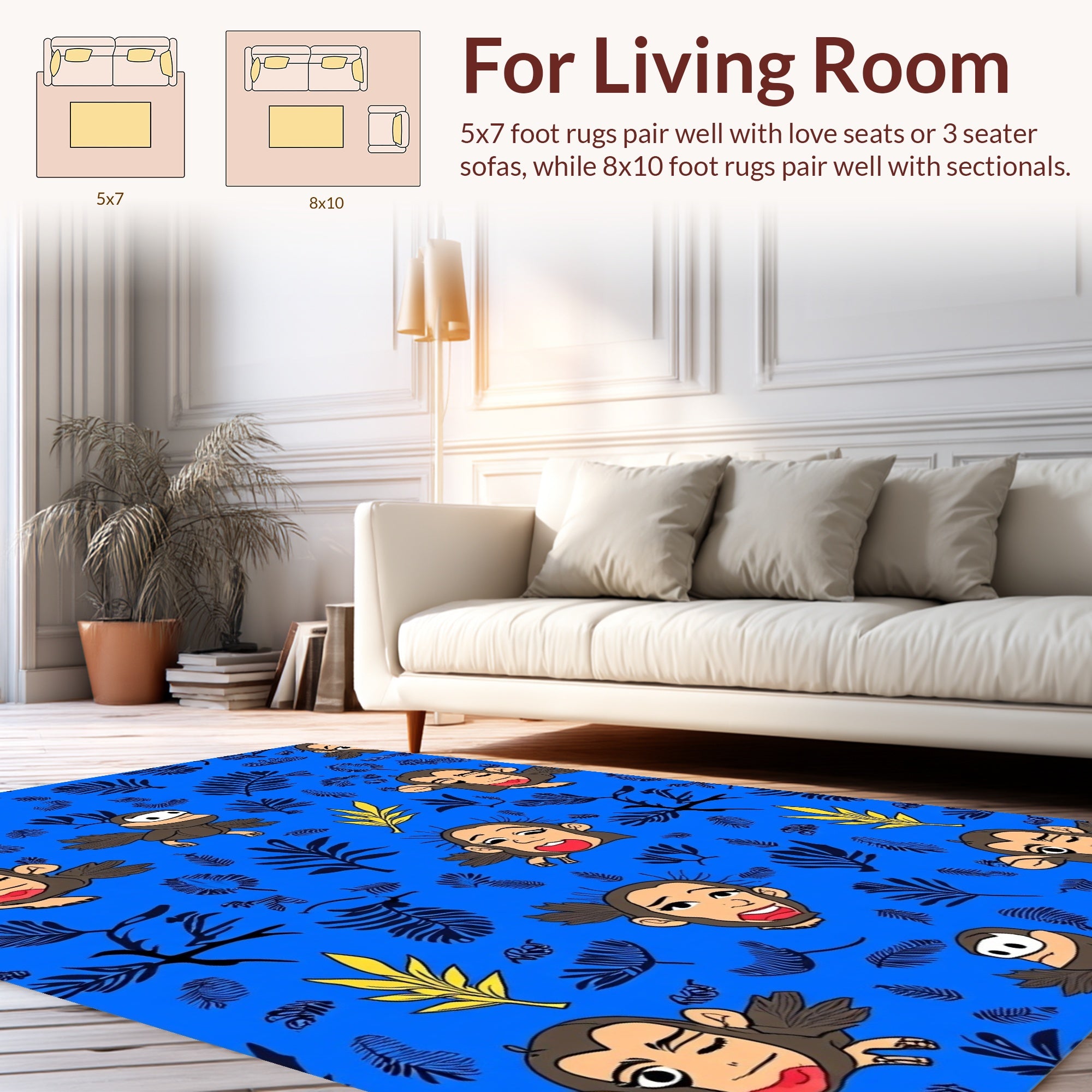 Playful Monkey Jungle Pattern Rug