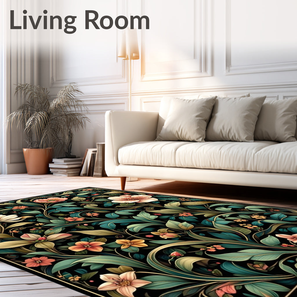 Dark Floral vines Inspired Pattern Rug