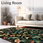 Dark Floral vines Inspired Pattern Rug