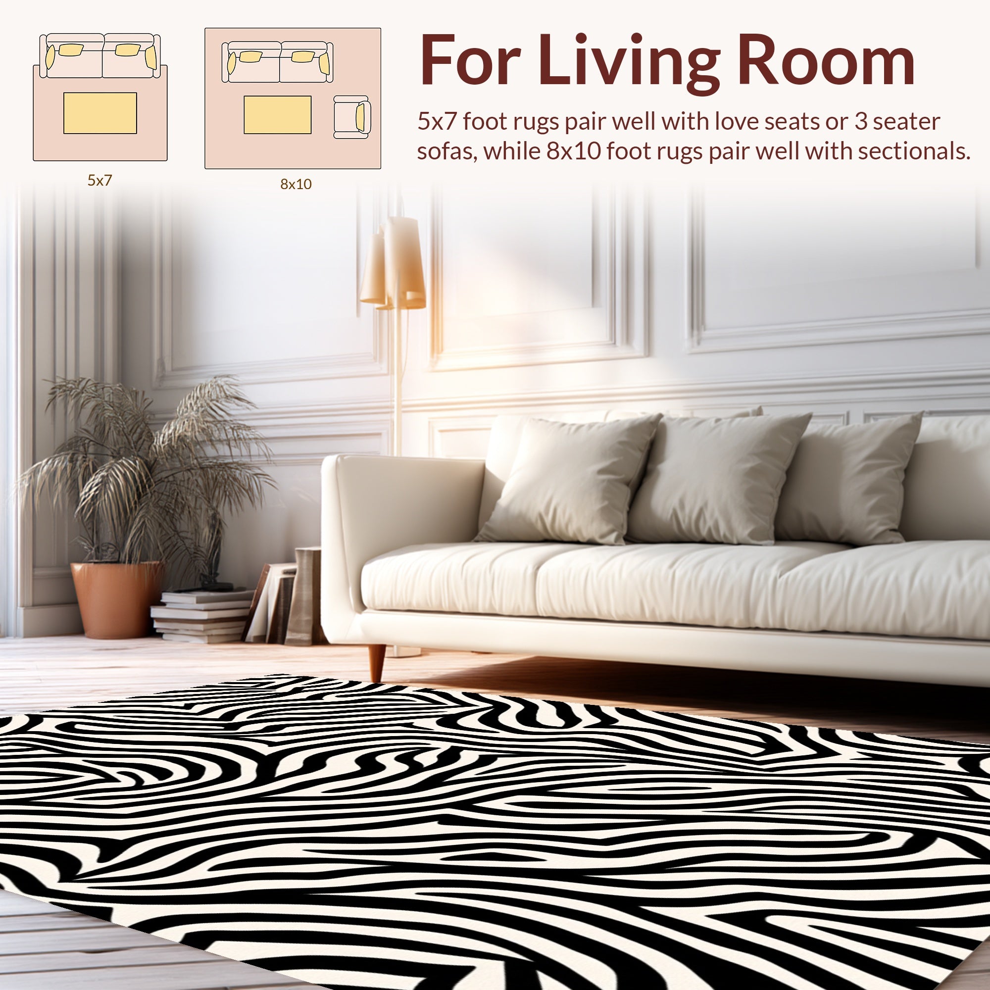 Bold Black and White Zebra Print Rug