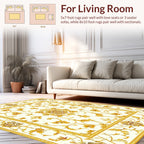 Gold Floral Scroll Border Design Rug