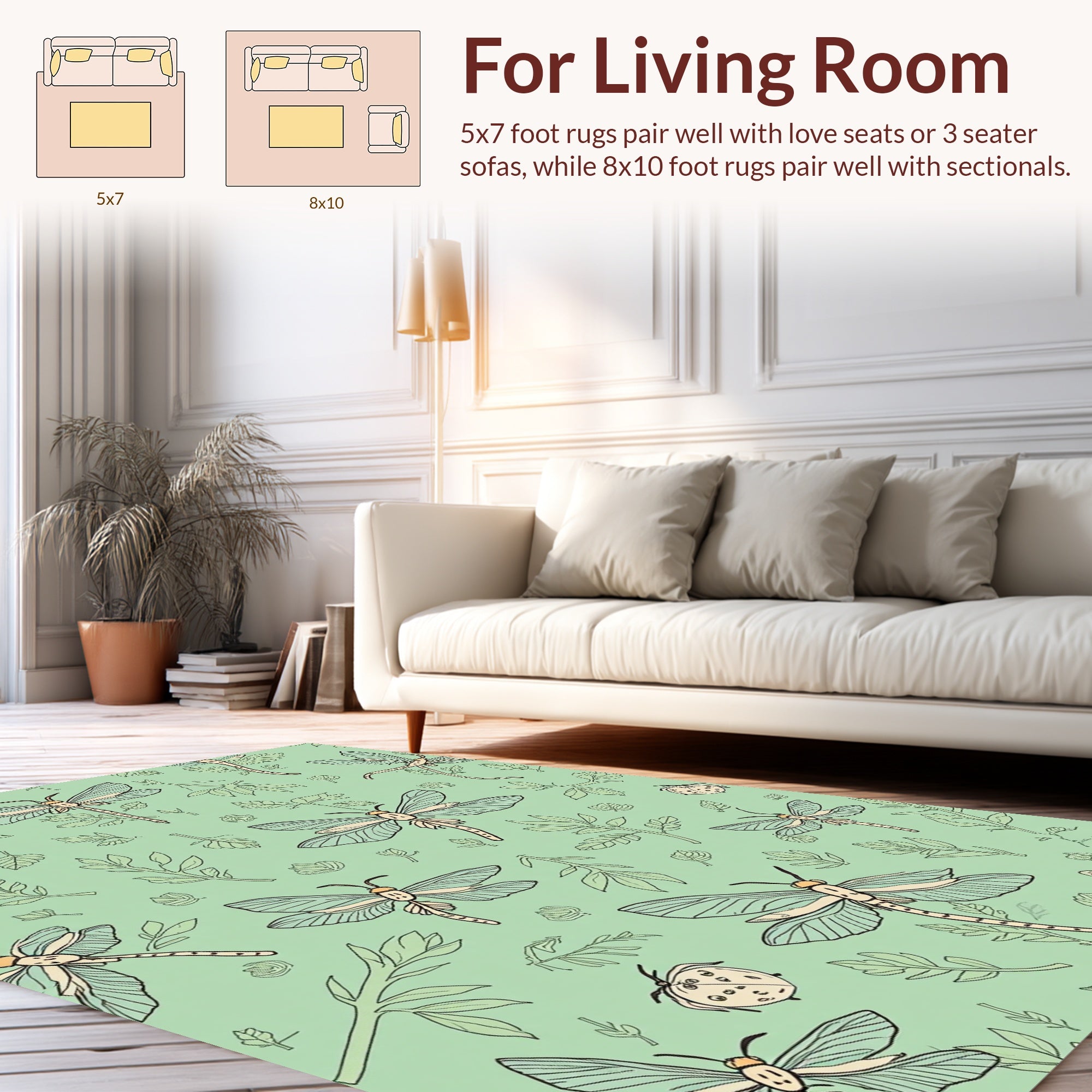 Dragonfly Botanical Garden Pattern Rug