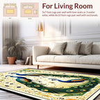Elegant Peacock Floral Pattern Rug