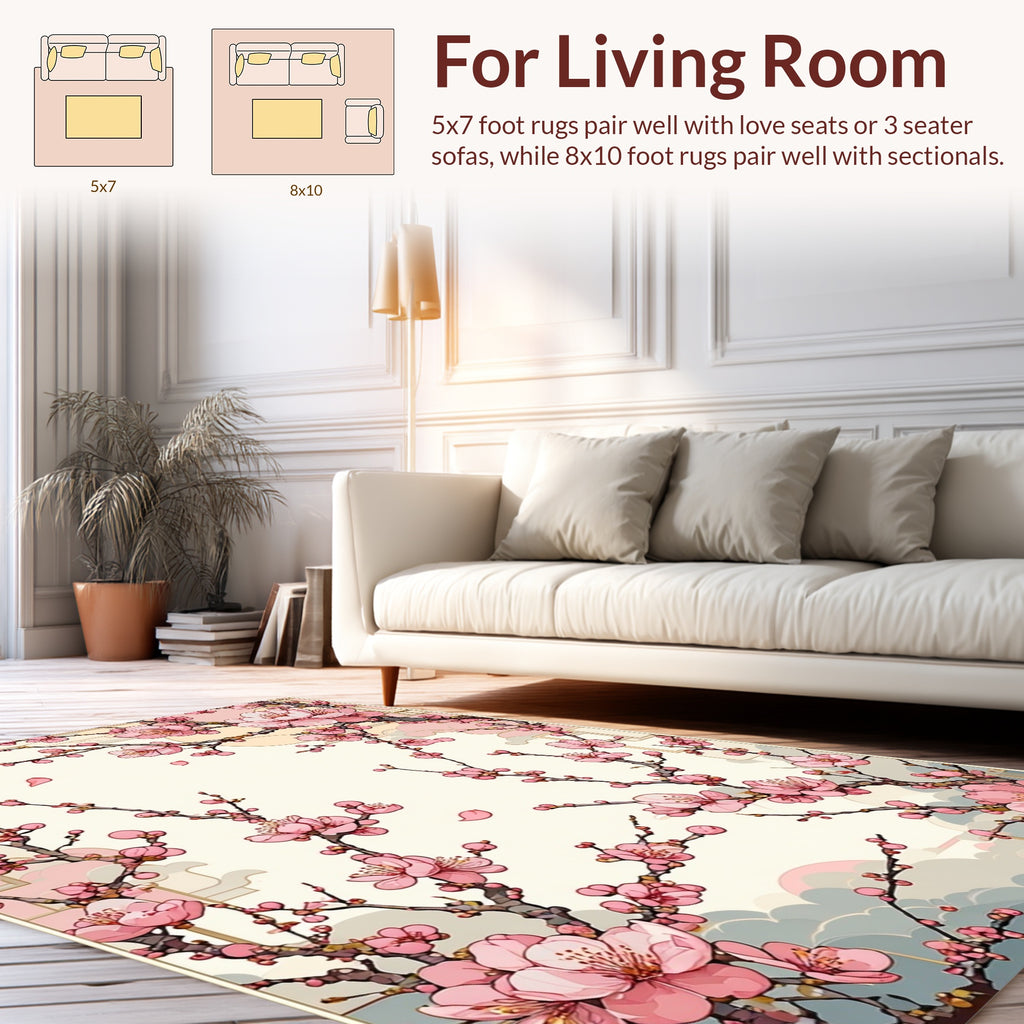 Pink Cherry Blossom branches Rug