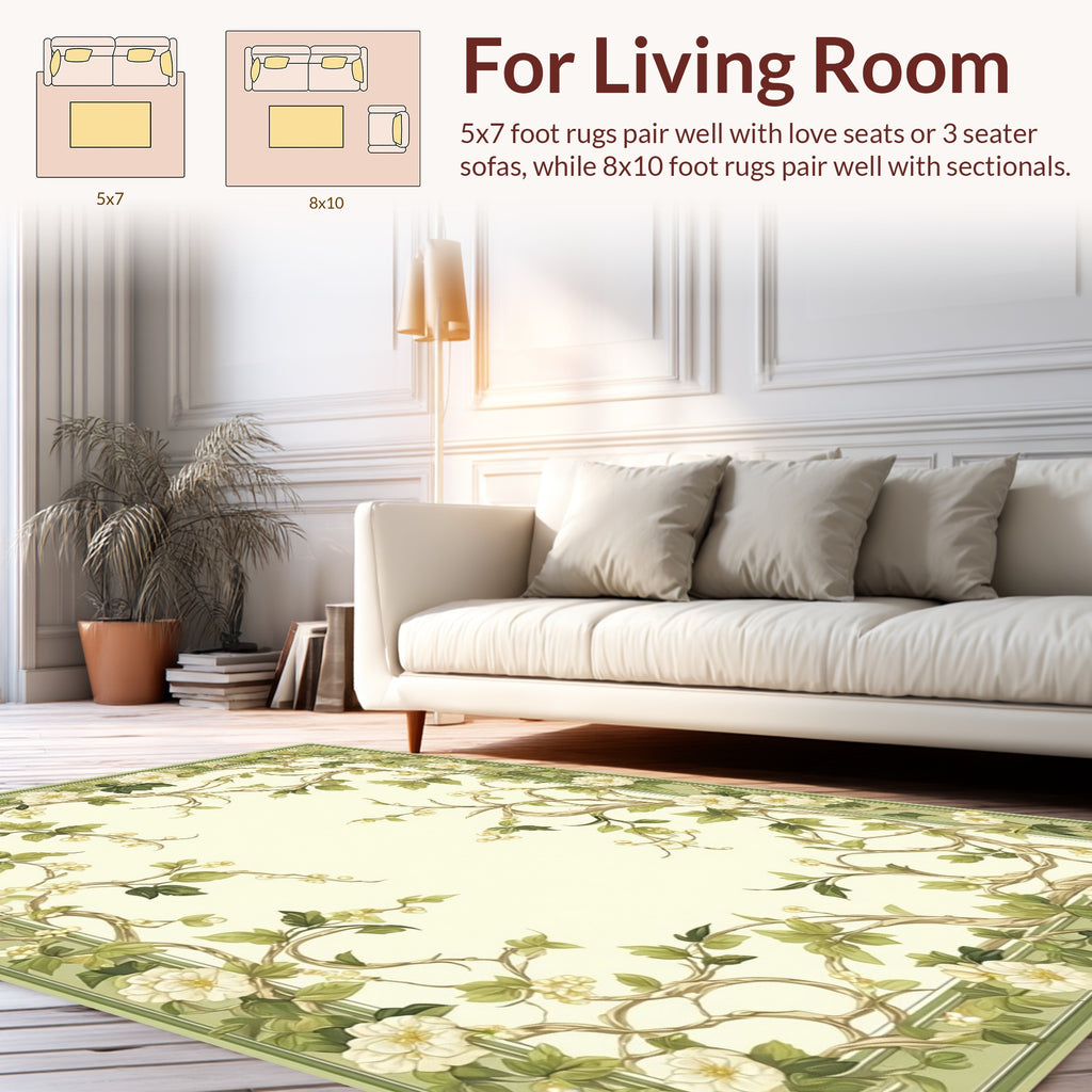 Elegant Floral Vine Border Design Rug