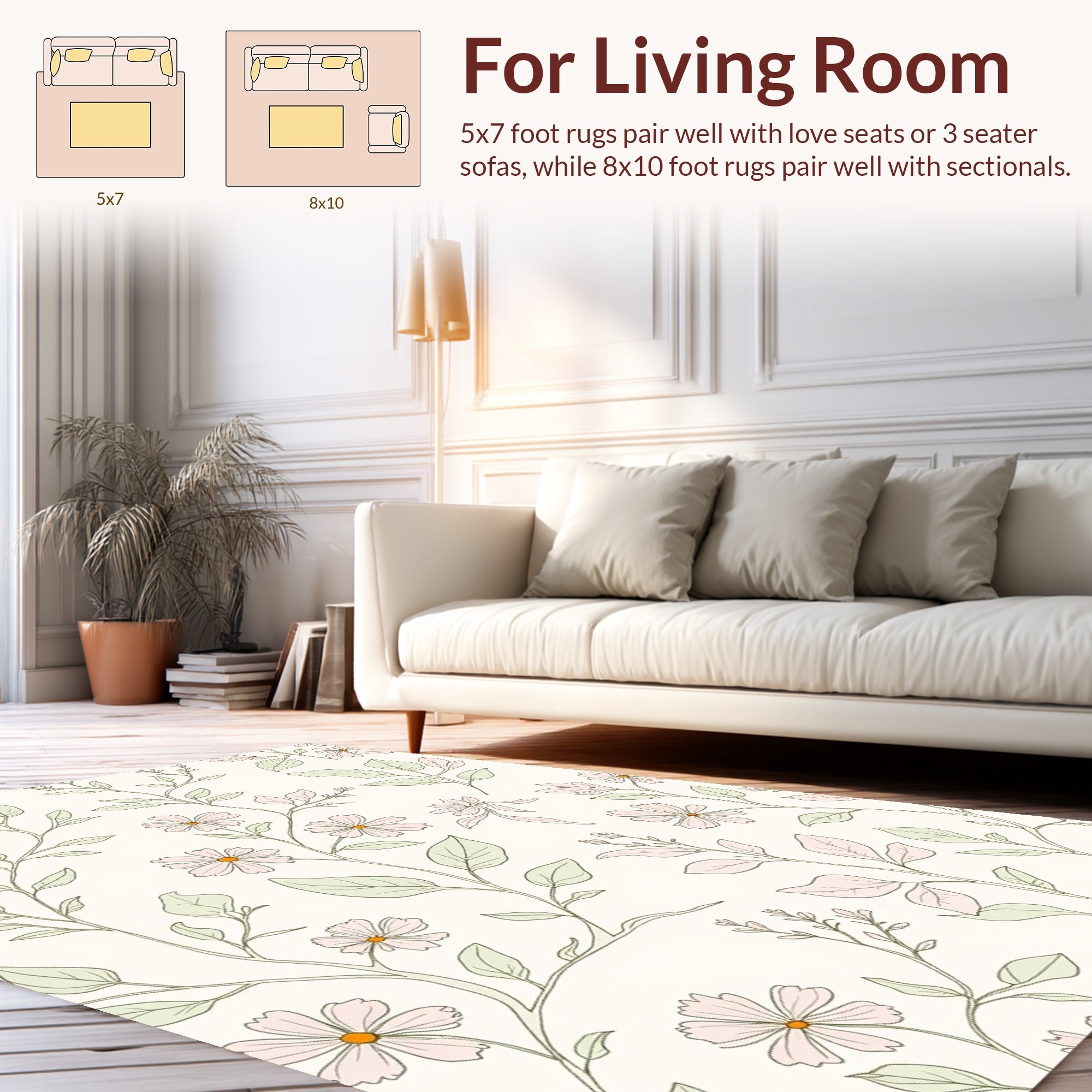 Botanical Art Floral Pattern Rug