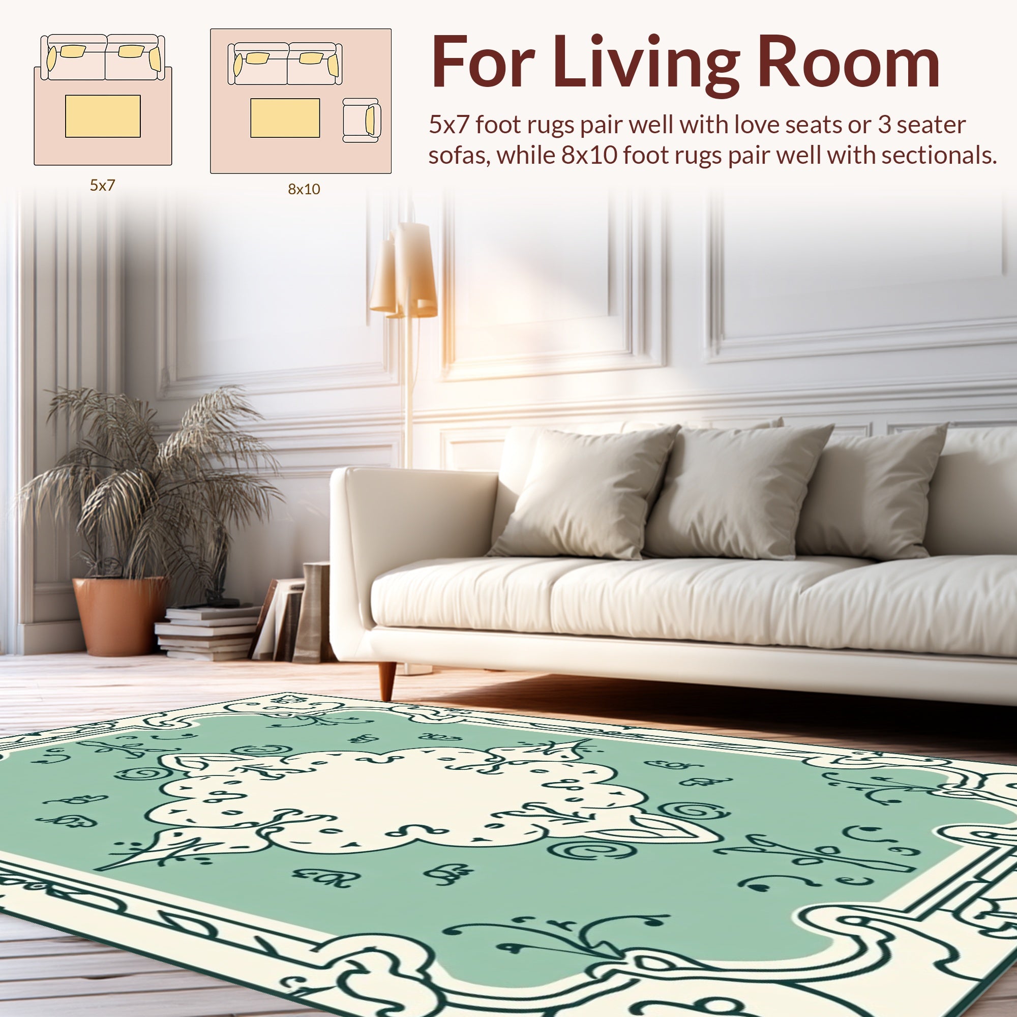 Ornate Herbal Vintage Inspired Rug