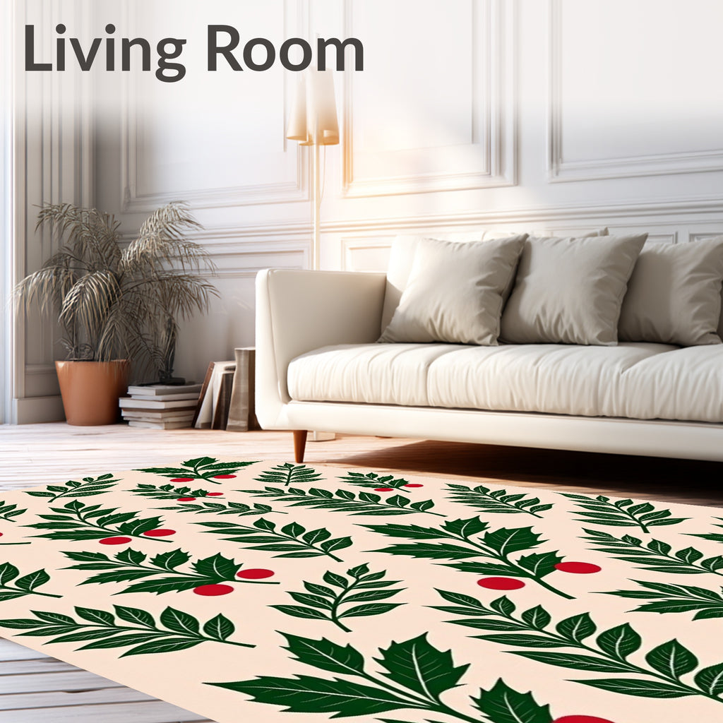 Dark Green Holly Berry Collection Rug