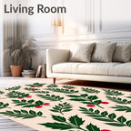 Dark Green Holly Berry Collection Rug