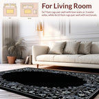 Ornate Floral Scrollwork Frame Design Rug