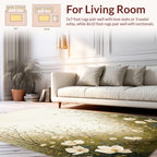 Whimsical Floral Meadow Bird Pattern Rug