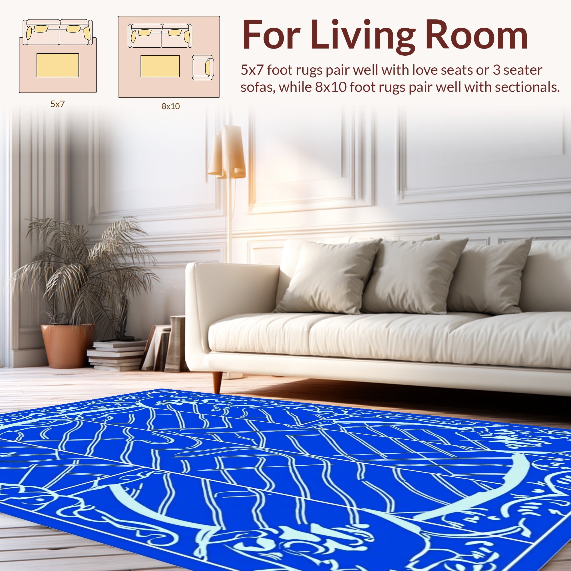 Art Nouveau Blue Figure Pattern Rug
