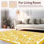 Golden Floral Art Deco Pattern Rug