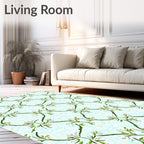Light Blue Swirl Botanical Vine Rug