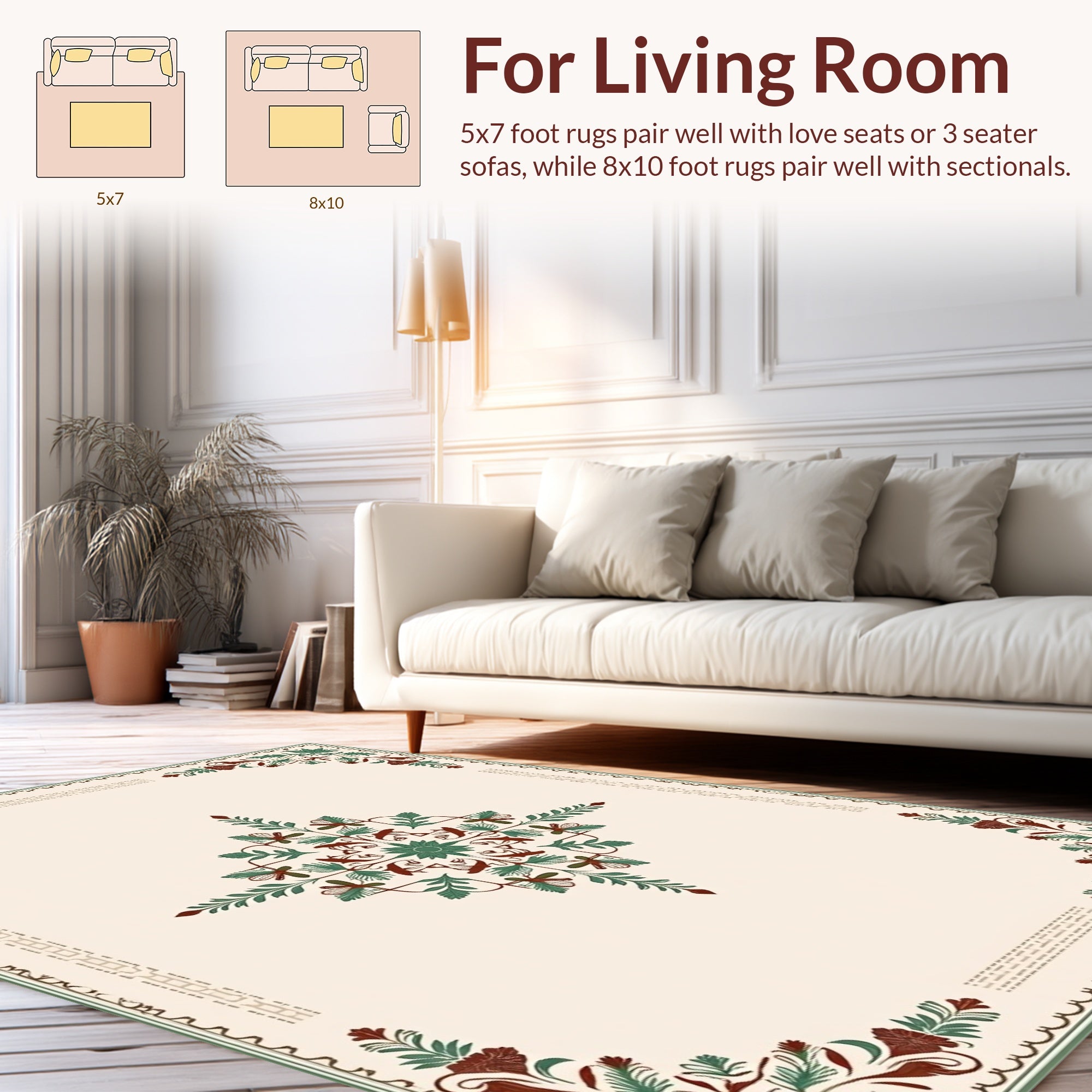 Floral Medallion With Leafy Accents Rug