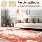 Coral Ferns and Flowers Border Rug