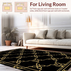 Golden Geometric Floral Patterned Rug