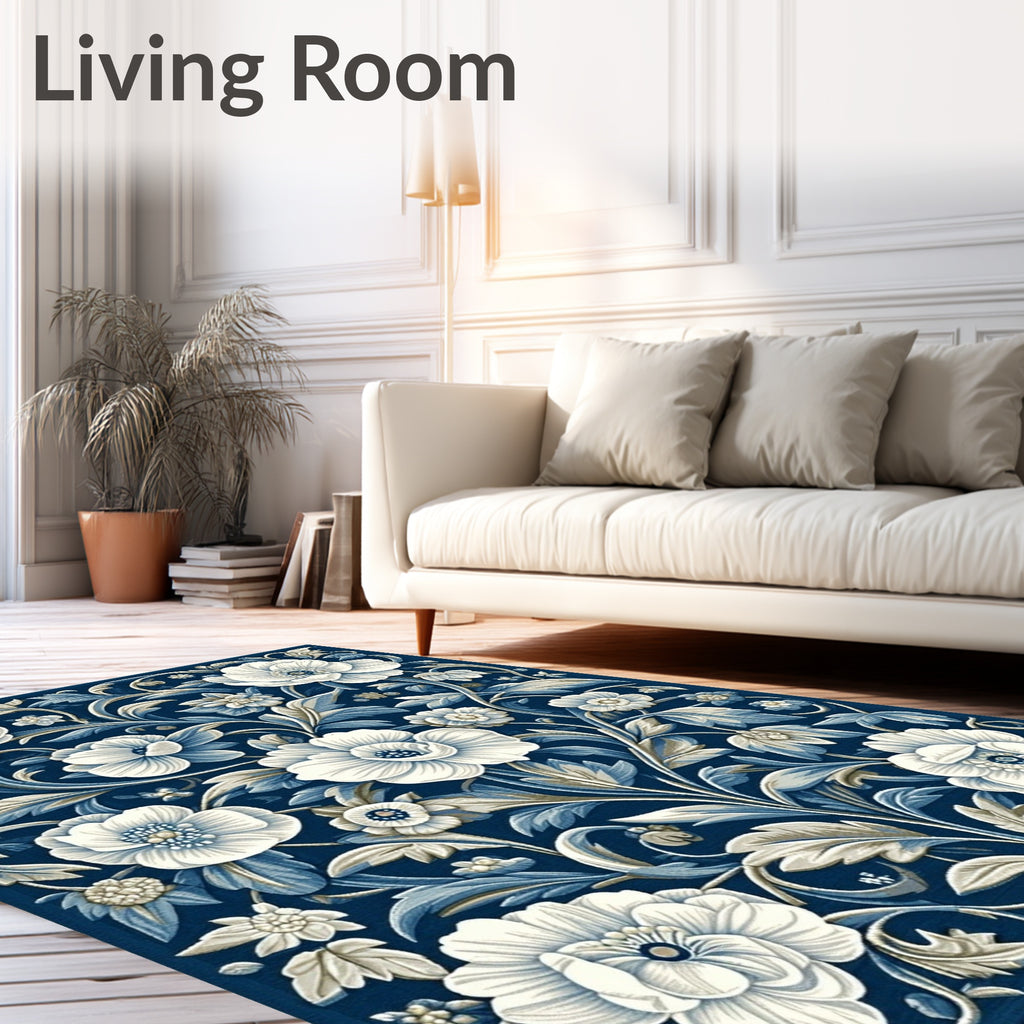 Vintage Floral Silhouette Design Rug