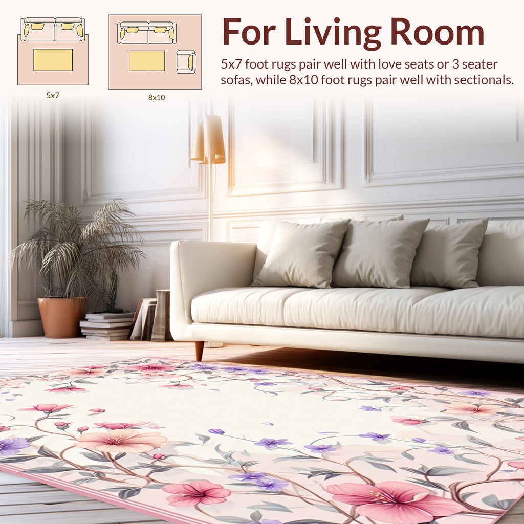 Whimsical Floral Vine Pattern Rug