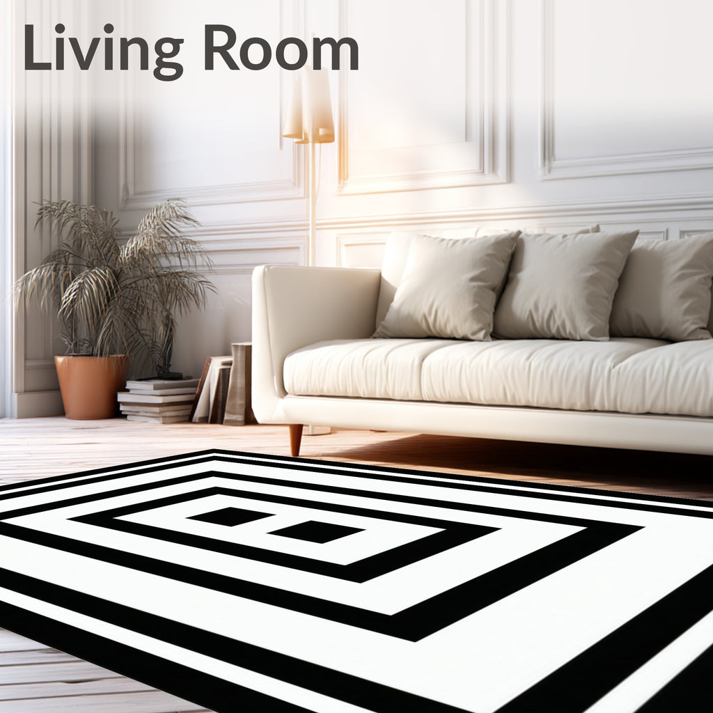 Concentric Squares With Sharp Contrast Rug