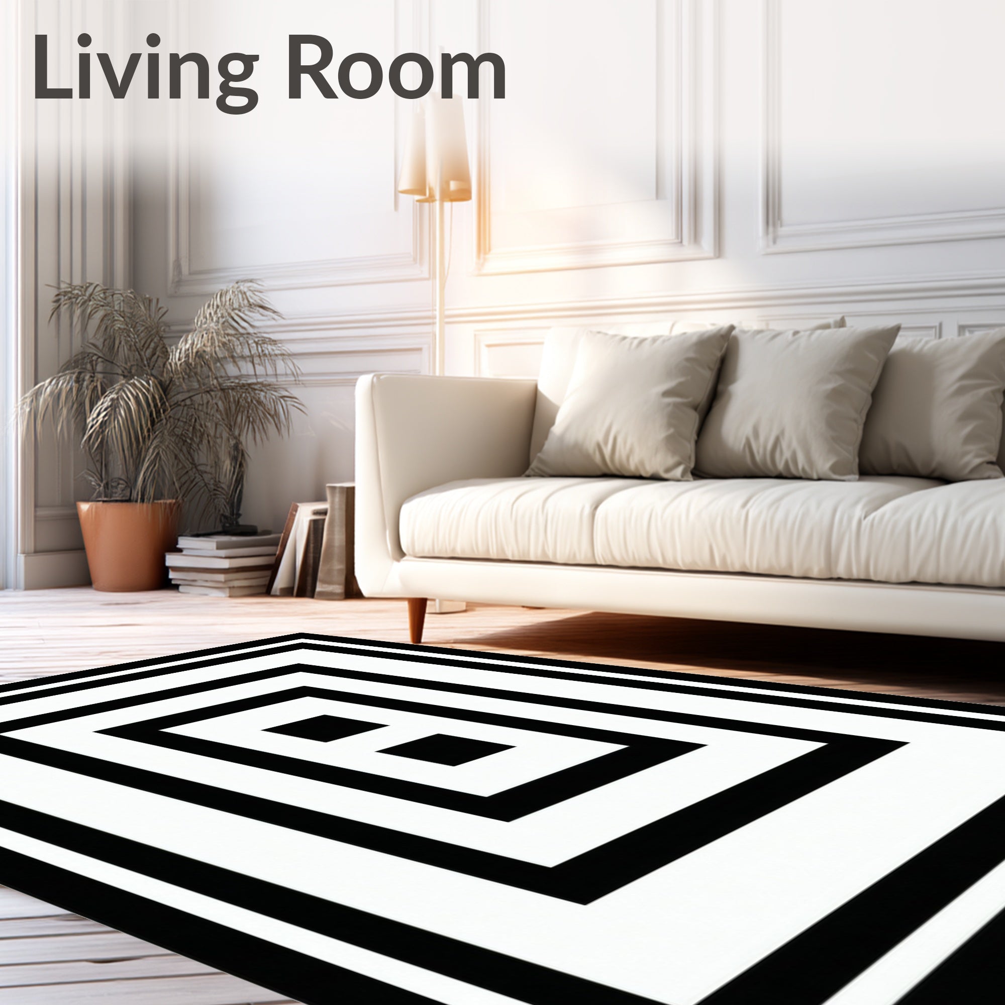 Concentric Squares With Sharp Contrast Rug