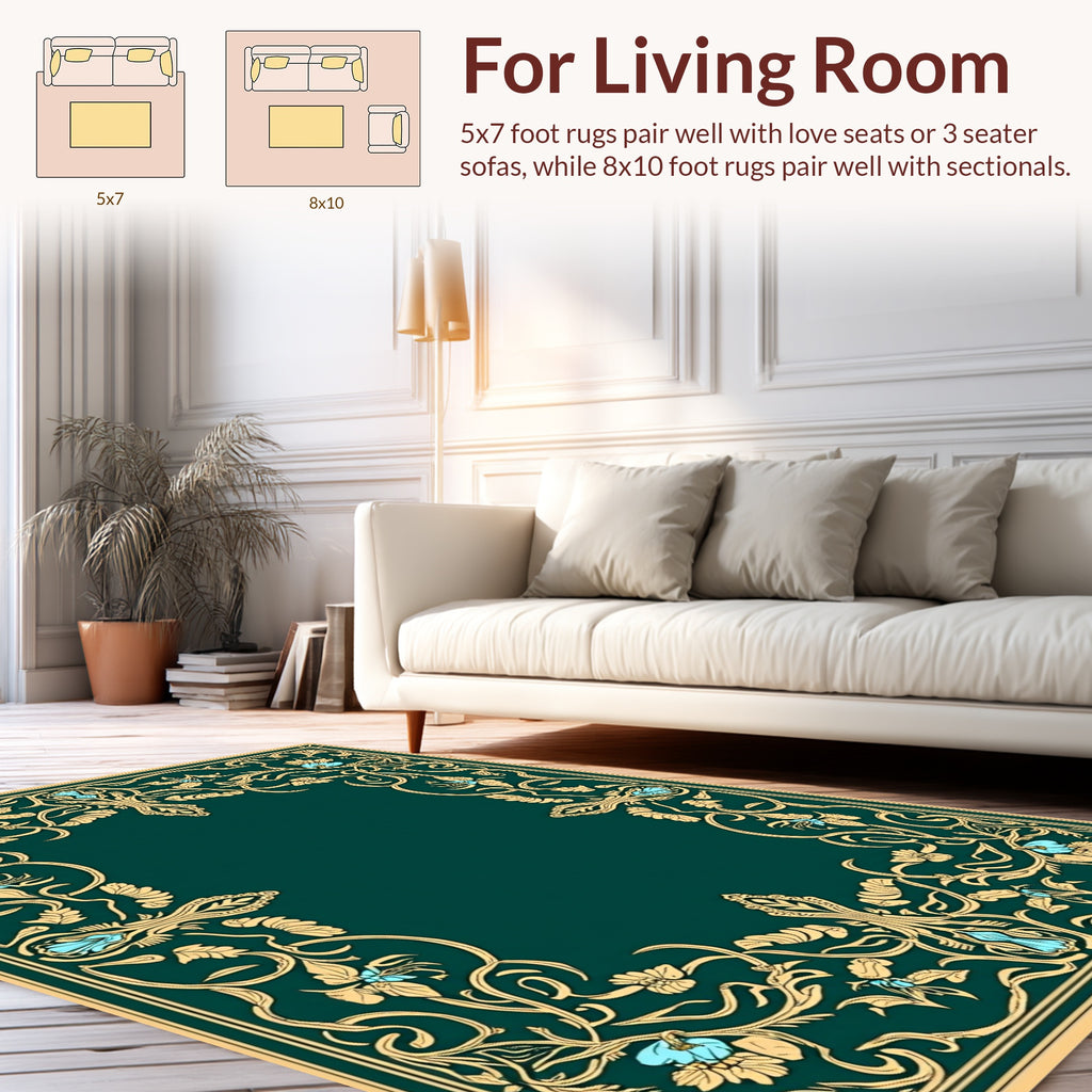 Elegant Floral Scrollwork Border Design Rug