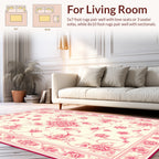 Elegant Pink Floral Scroll Pattern Rug