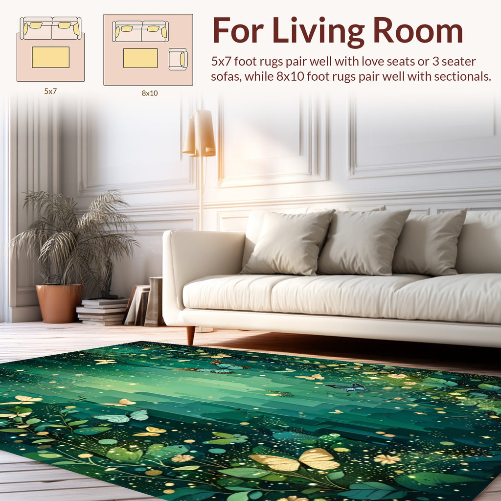 Enchanted Forest Butterfly Garden Design Rug