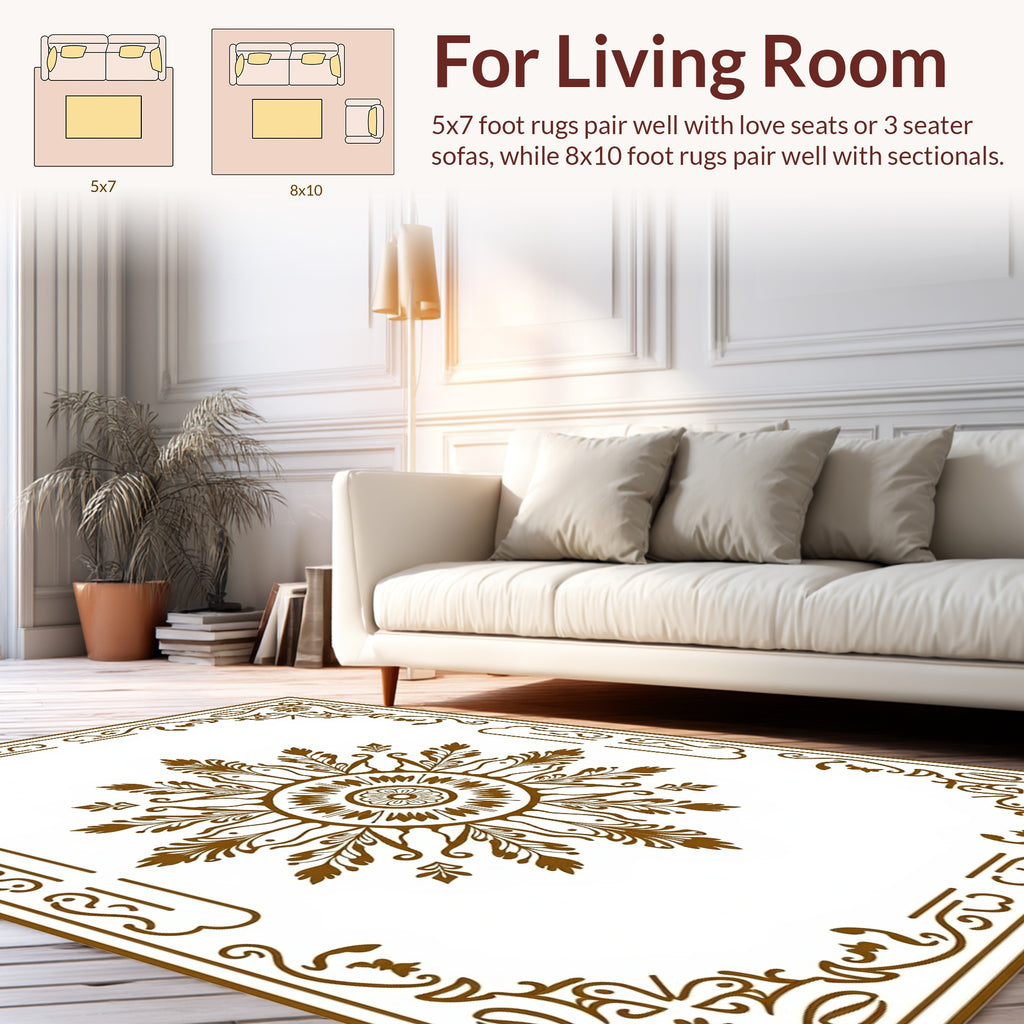 Elegant Floral Sunburst Mandala Design Rug