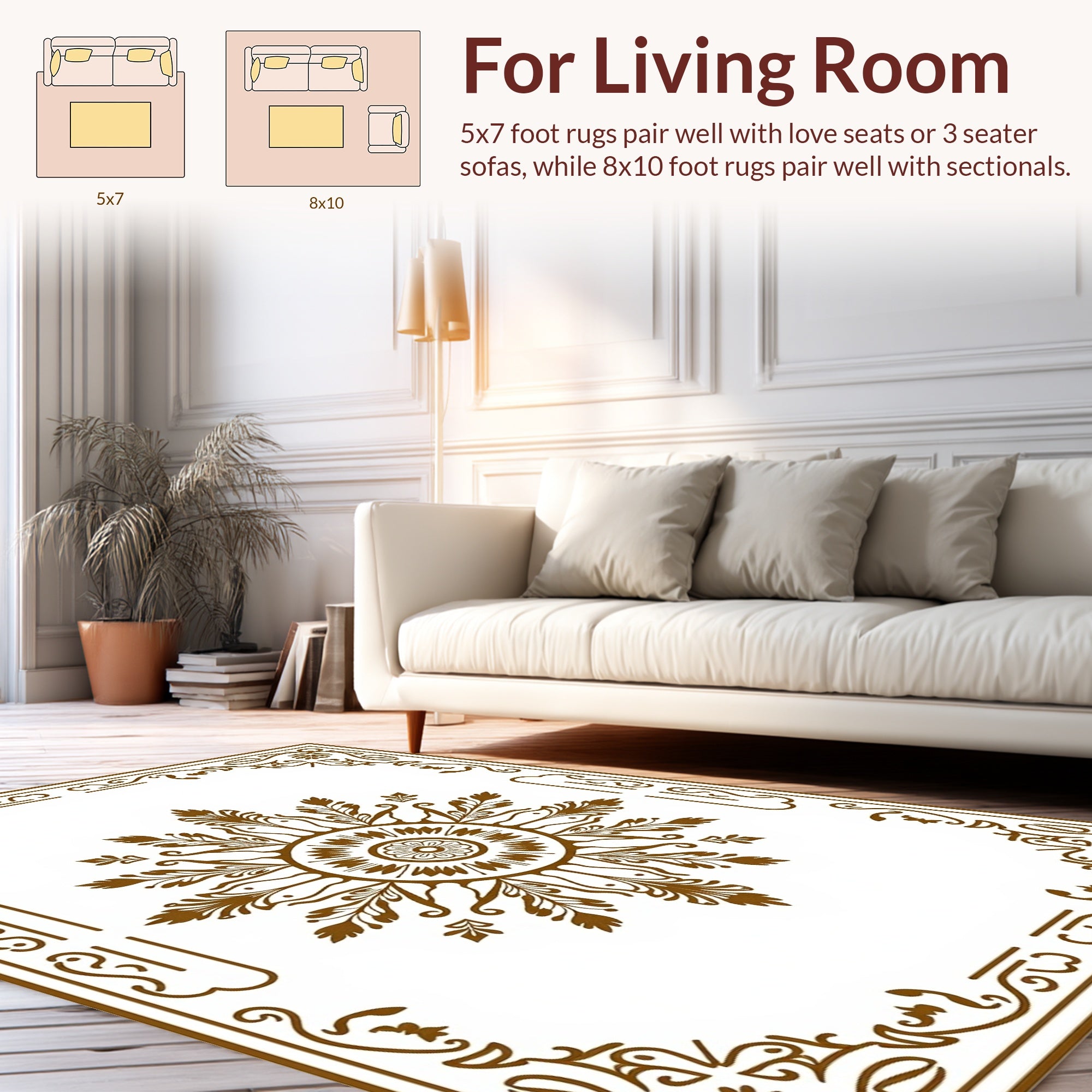 Elegant Floral Sunburst Mandala Design Rug