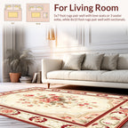 Traditional Floral Design with Red Border Rug