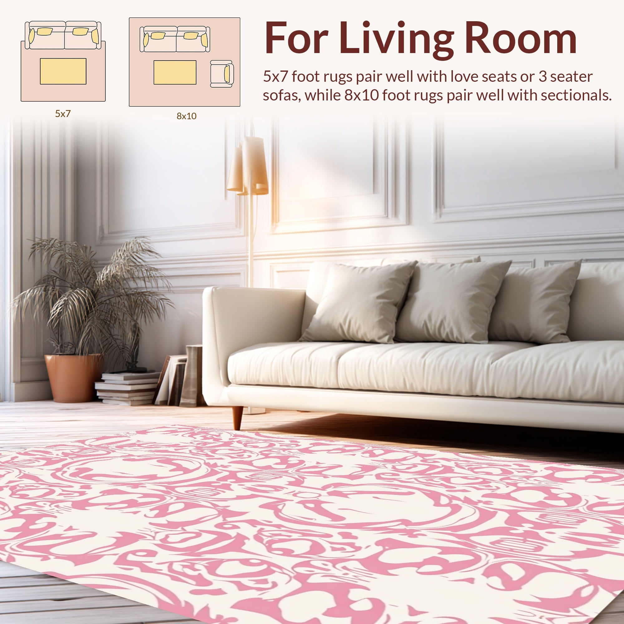 Pink Floral Symmetrical Ornament Rug