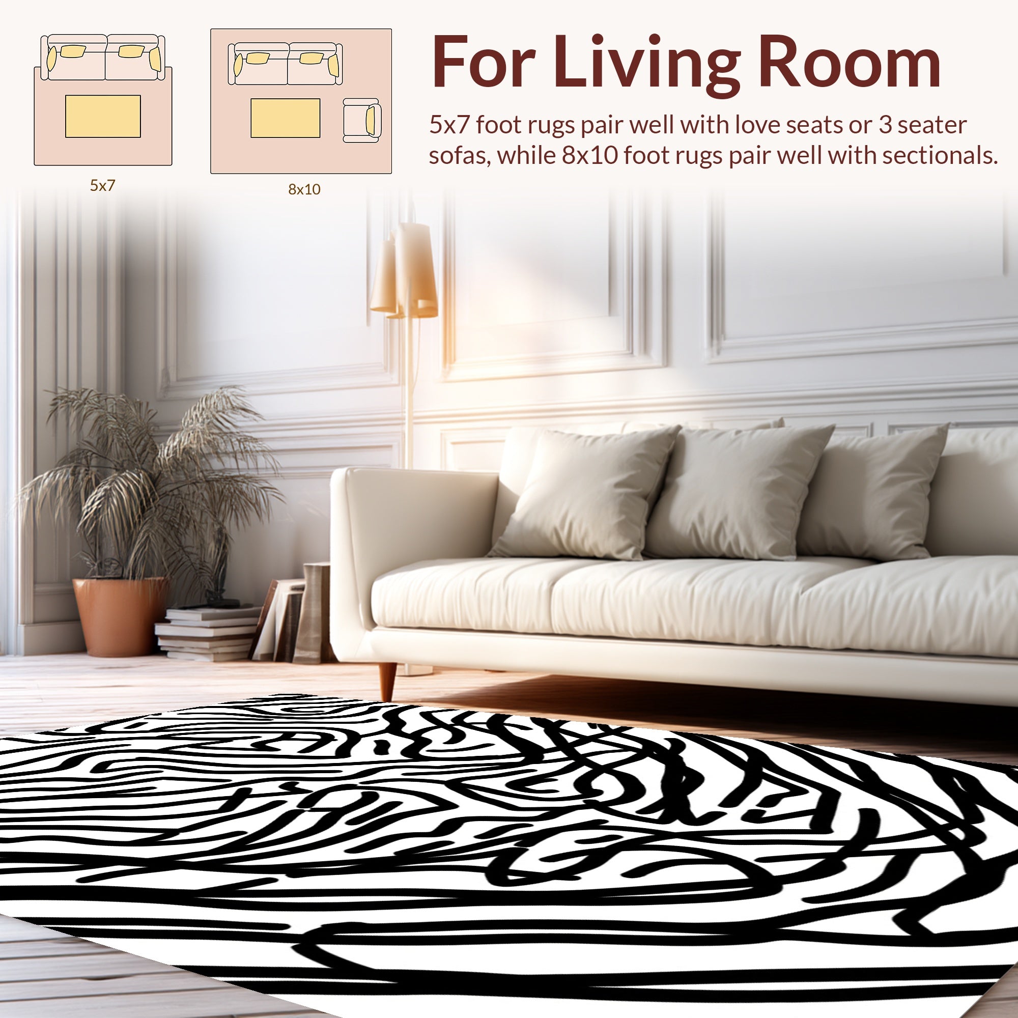 Abstract Zebra Stripe Pattern Design Rug