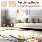 Floral Meadow Watercolor Border Design Rug