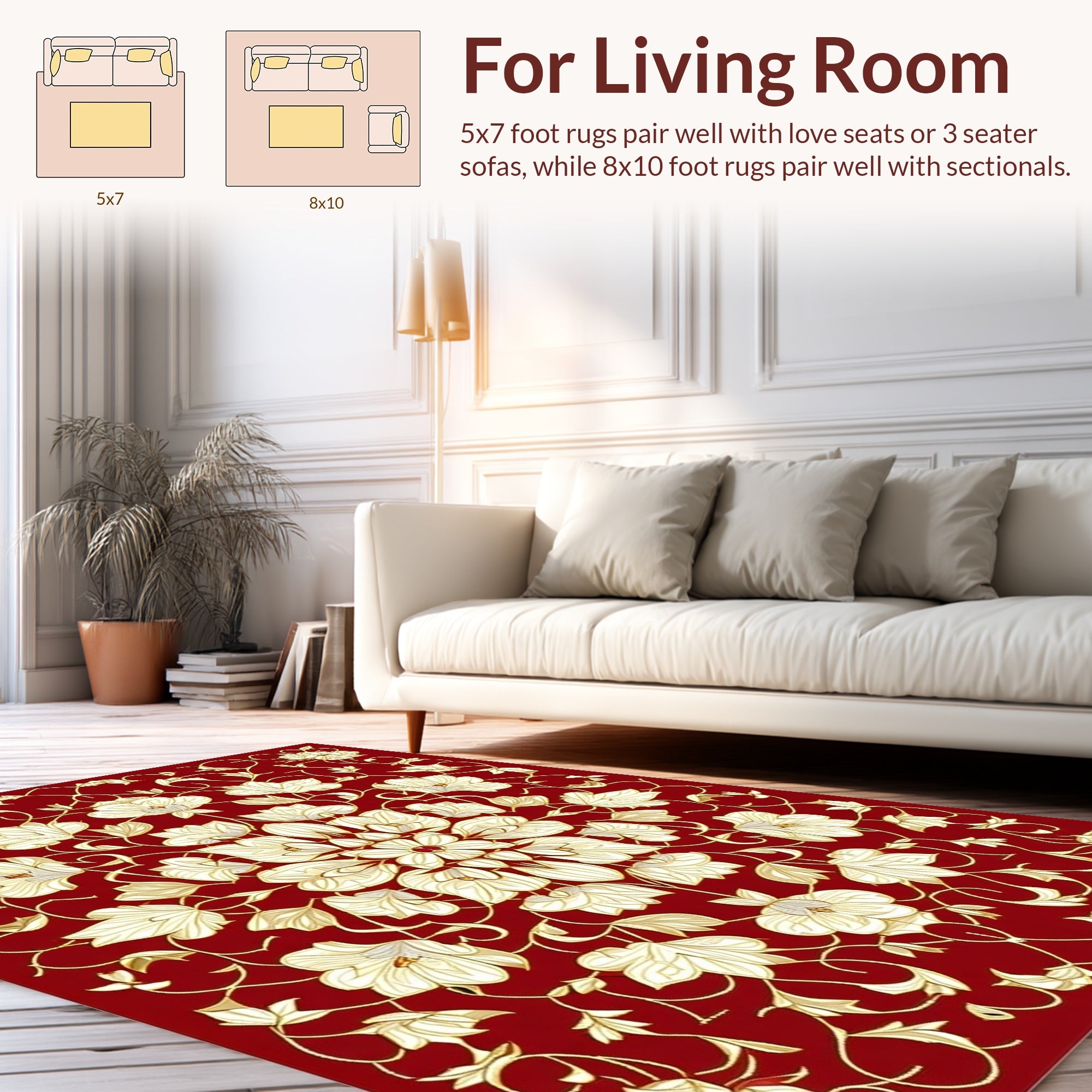 Rich Red Floral Artistry Rug