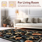 Elegant Floral Swirls Dark Pattern Rug