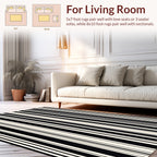 Vertical Stripe Black Cream Pattern Rug