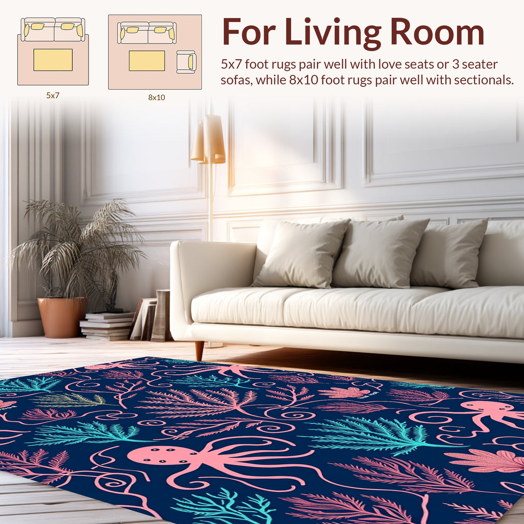 Nautical Octo-Marine Life Pattern Rug