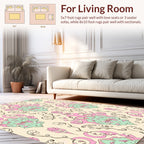 Pastel Damask Floral Swirls Pattern Rug