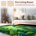 Lush Green Tropical Leaf Pattern Rug