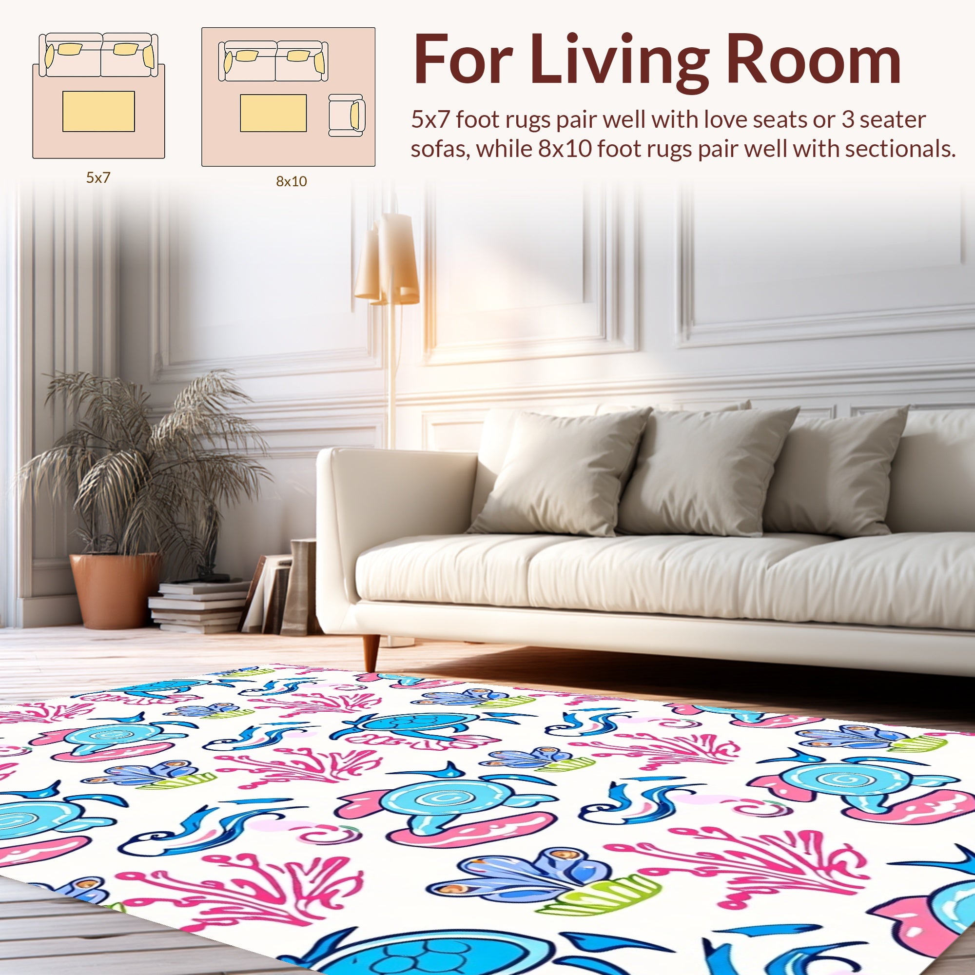 Playful Turtle Coral Sea Design Rug