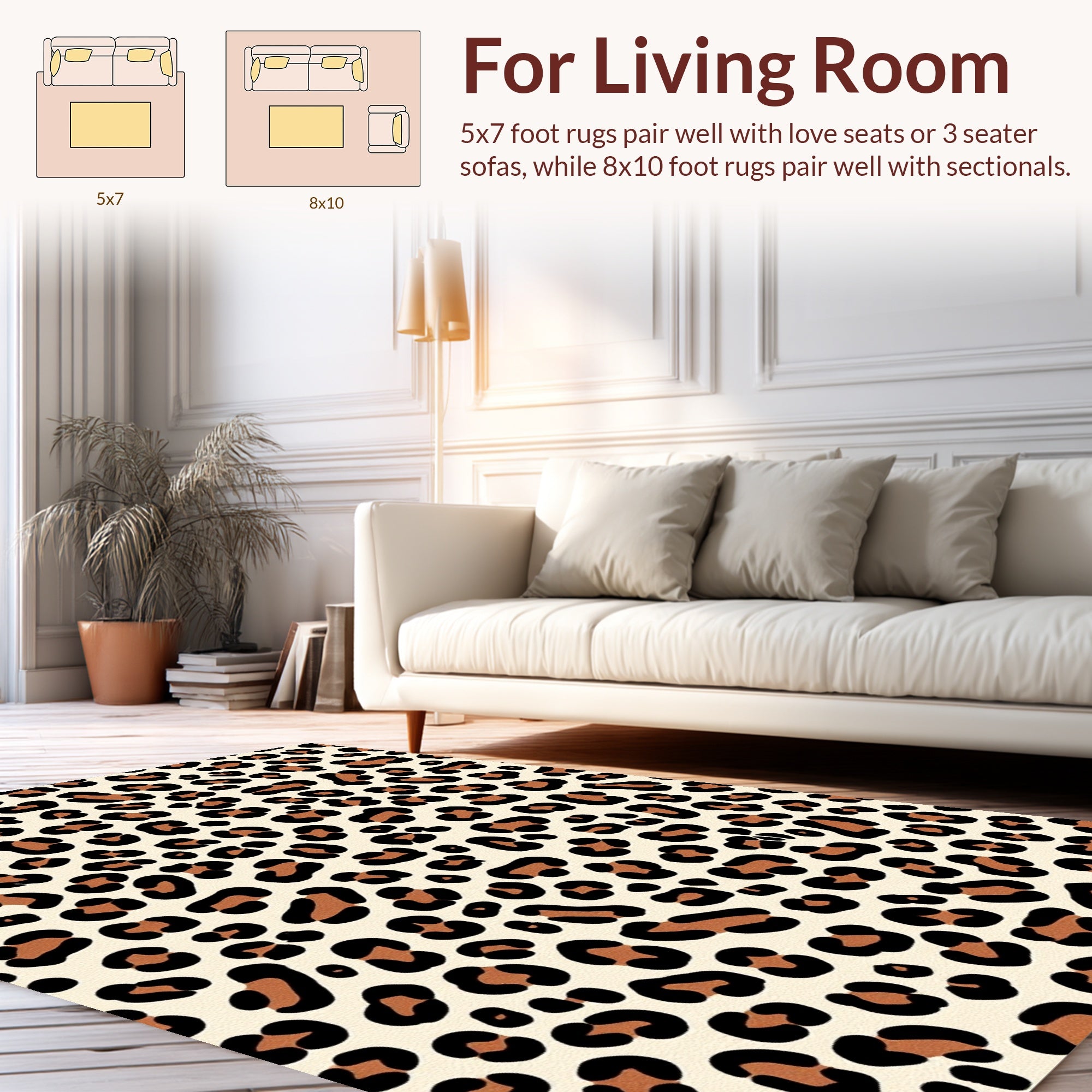 Leopard Print Classic Neutral Tone Rug