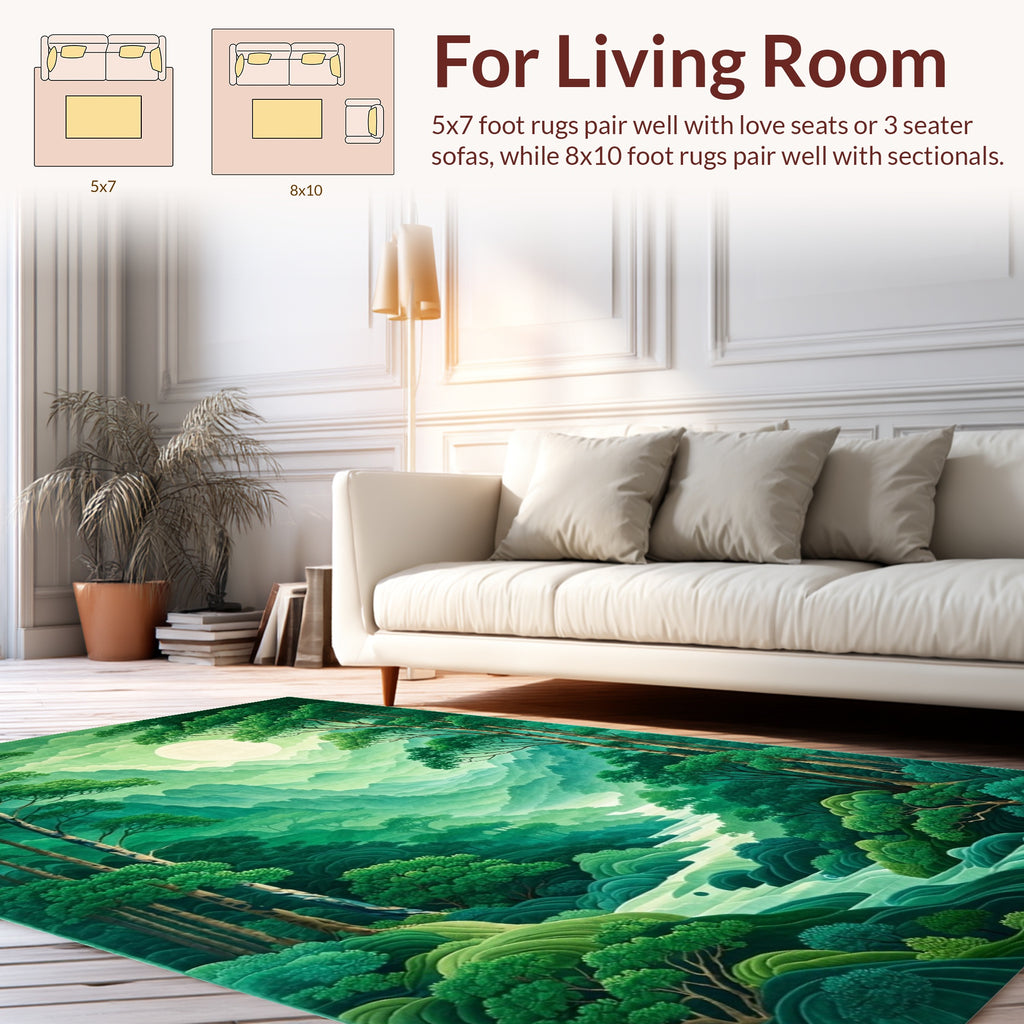 Misty Mountain Lush Forest River Rug