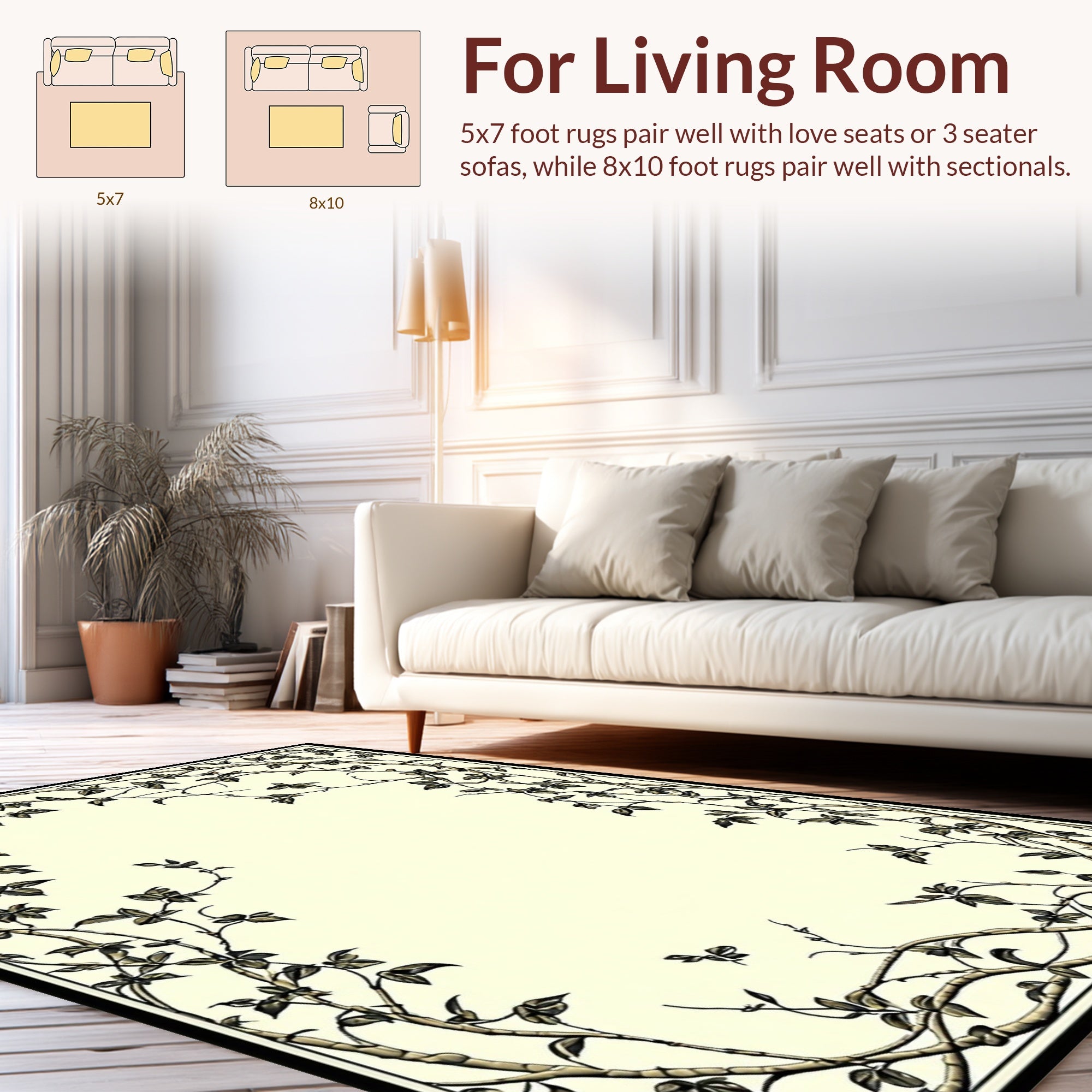 Vine and Leaf Border Design Rug