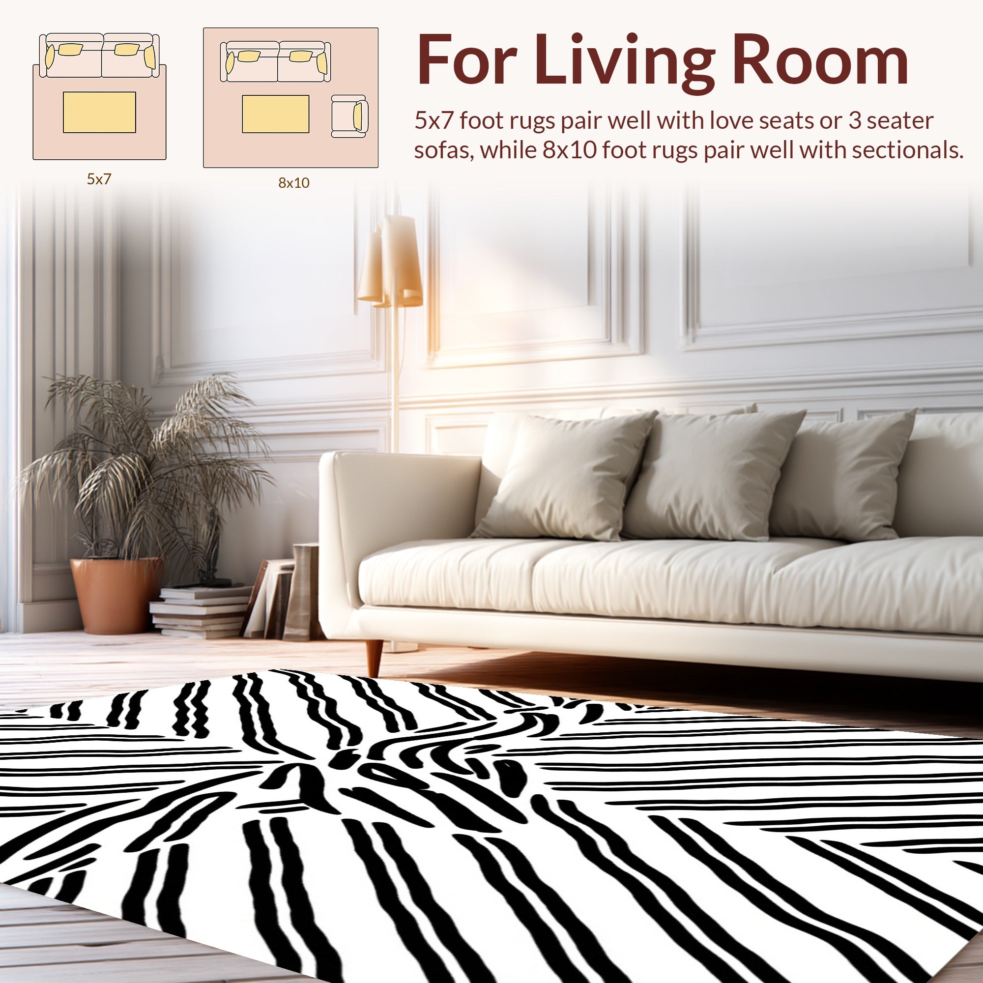 Black White Abstract Stripe Design Rug