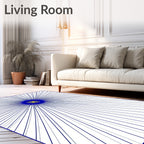 Abstract Sunburst Blue Yellow Radiating Rug
