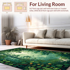 Lush Green Forest Path Design Rug