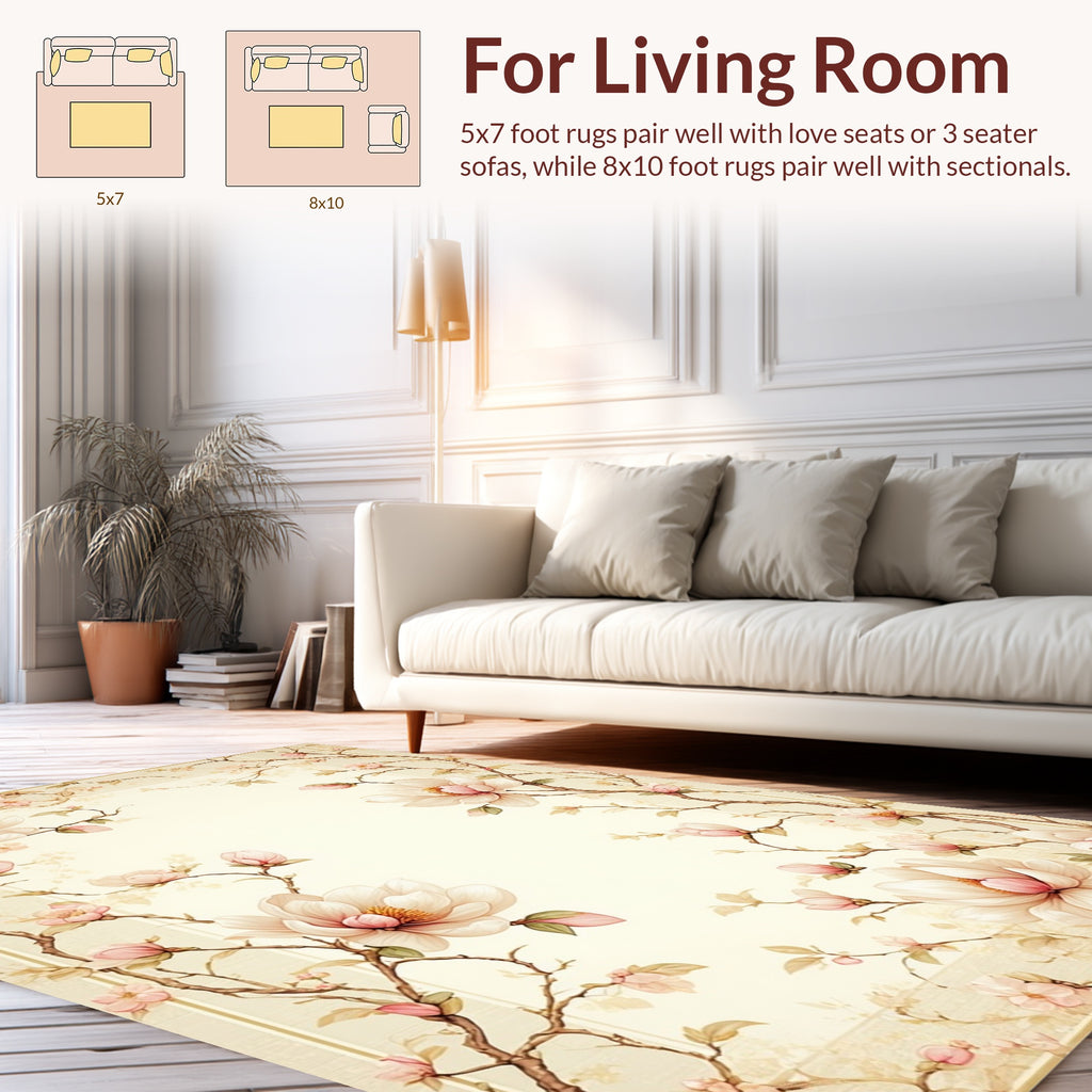 Elegant Floral Branches Botanical Design Rug