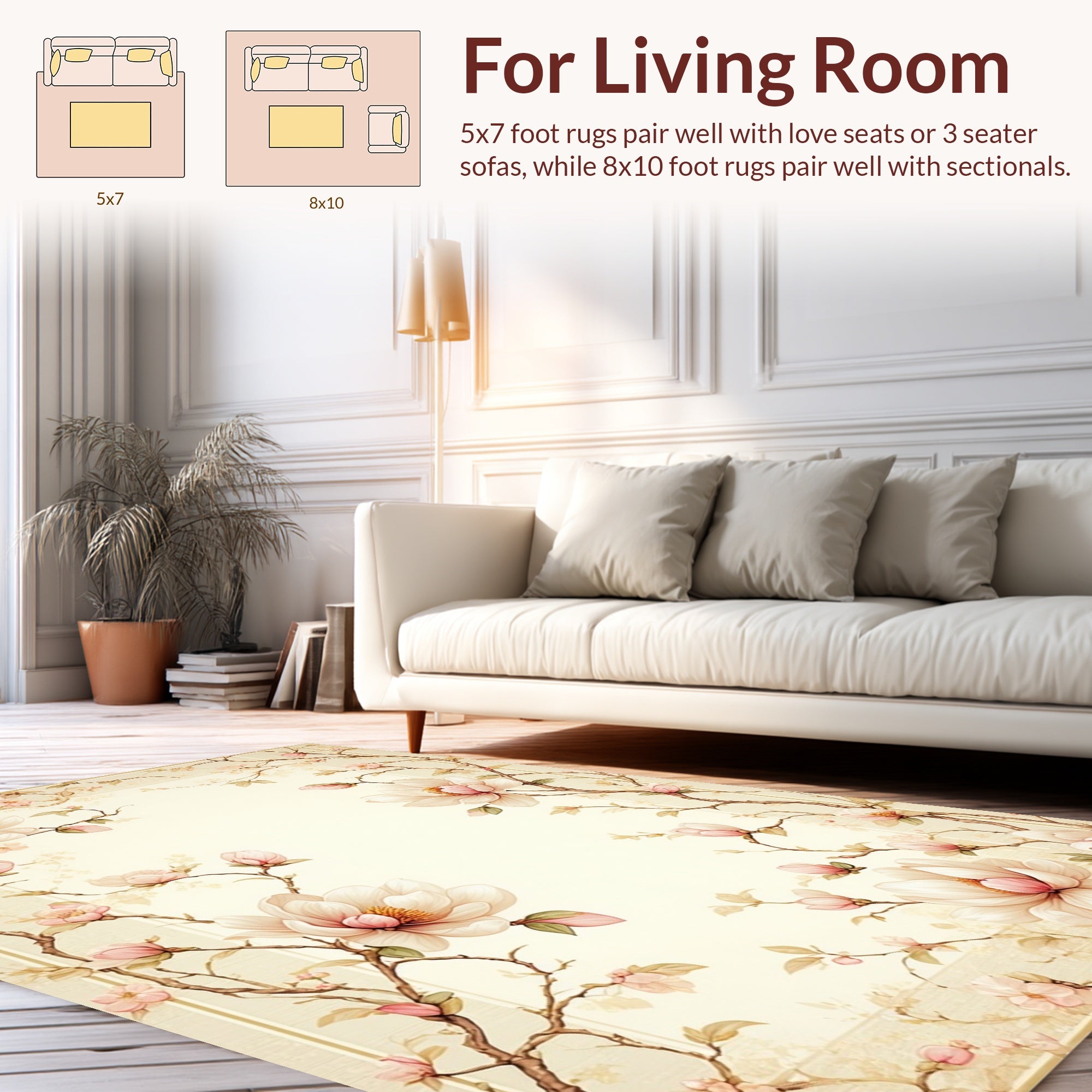 Elegant Floral Branches Botanical Design Rug